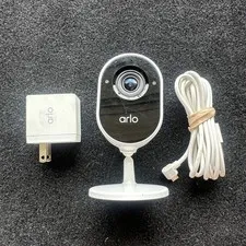 (F) Arlo Essential Indoor Security Camera VMC2040 White w/ Mount & Power