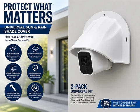 Universal Sun Rain Shade Cover for Ring Nest Arlo Dome Cameras 2 Pack