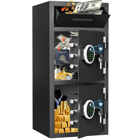 Large Digital Safe Box, Home Safe with Drop Slot, Soft Lining& Double Door