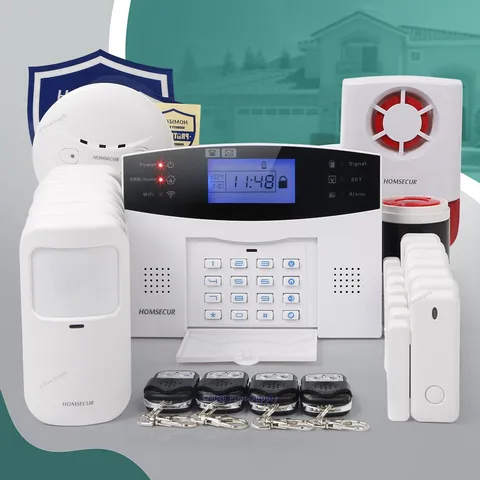 HOMSECUR Wireless &wired WIFI 4G Burglar Intruder Alarm System+Red Flash Siren