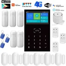 Tuya APP WiFi+4G Wireless Kits Home Security Alarm System+Alexa+Google Home