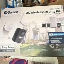 Swann AllSecure600 2K Wireless Security Kit, 3 Battery Cameras, Night Vision
