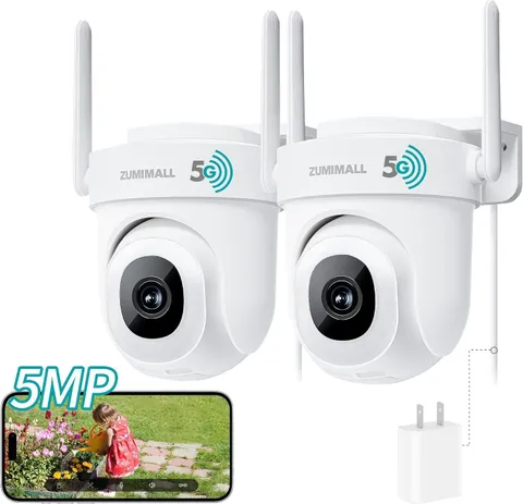 ZUMIMALL 2.5K Wired Cameras for Home Security, 2.4G/5G WiFi Outdoor Camera