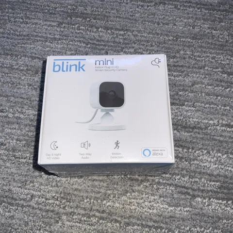 Blink Mini Compact indoor plug-in smart security camera 1080p HD, New/Sealed
