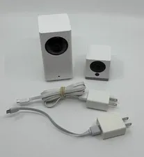 Wyze Cam Pan v1 WYZECP1 And CAM V2 WYZEC2 - Camera Lot With Power Cables