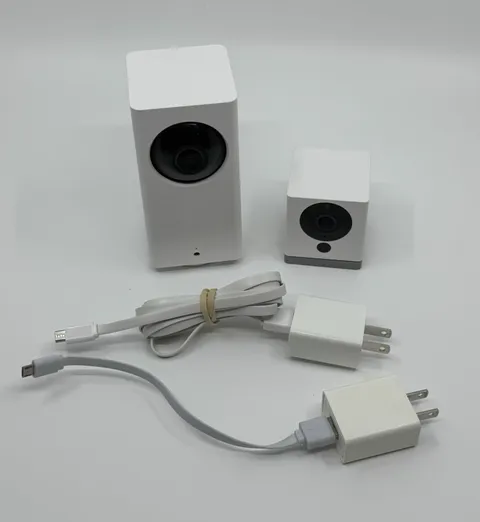 Wyze Cam Pan v1 WYZECP1 And CAM V2 WYZEC2 - Camera Lot With Power Cables