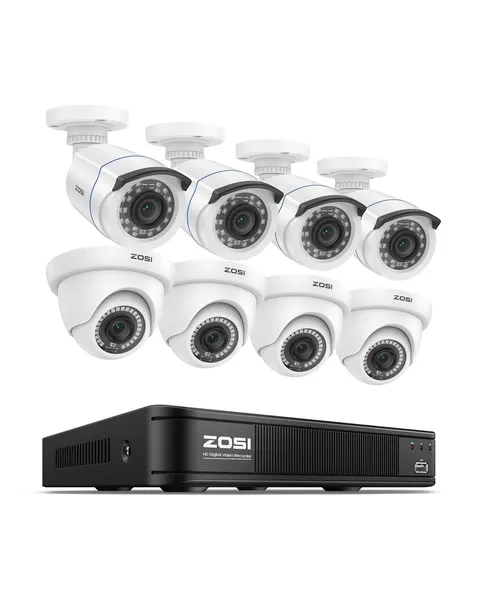 H.265+ 1080p Home Security Camera System Indoor Outdoor, 5MP Lite CCTV DVR 8 ...