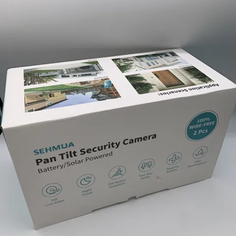 SEHMUA 2K Solar Security Cameras Wireless Outdoor, 2 Pack 360° View Pan/Tilt
