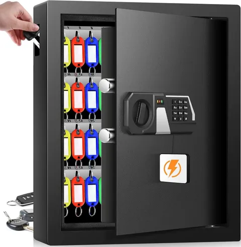 71 KEYS FIREPROOF KEY LOCK BOX ANTI-THEFT KEY BOX WALL MOUNT w/ ADJ HOOK PLATES