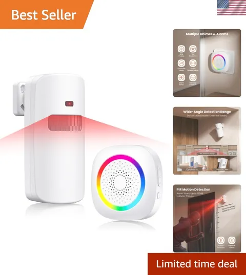 Wireless Motion Sensor Door Chime, Fast Detection PIR Entry Alert5S Interval ...