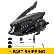 CHUANYUE Motorcycle Bluetooth Headset - 43mm HD Speakers, Black
