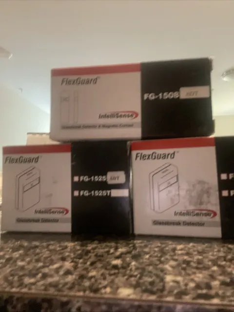 Flex Guard FG -1508 And Flex Guard FG -1525 GLASS BREAK Sensors “ LOT Of 3 “