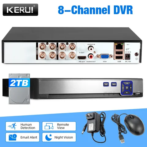 6‑in‑1 Multi‑Protocol DVR 8CH H.265+ Security Recorder Pre‑Installed 2TB HDD