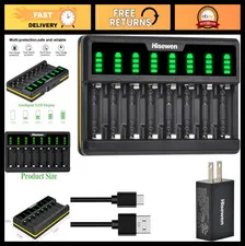 8-Bay Battery Charger for Wireless Cameras & Flashlight - Wall Charger Included
