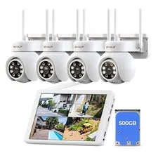 Wireless Security Camera System, 4PCS 3MP PTZ Outdoor Camera for Home Surveil...