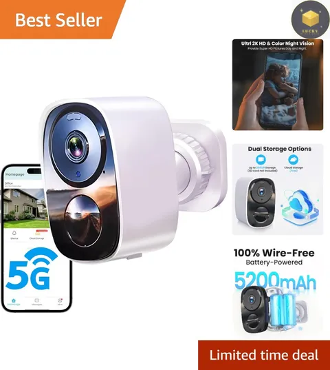 Reliable Waterproof Security Camera - 2K Video, Night Vision, and Free Storage