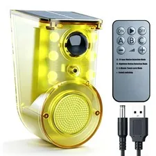 Solar Outdoor Motion Sensor Alarm, 130dB Loud, 13 Sounds with Recording, Stro...