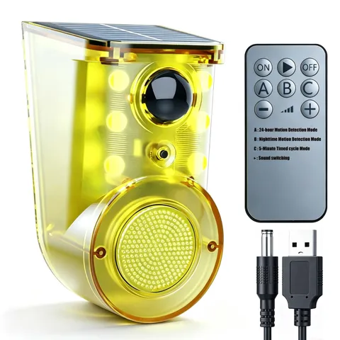 Solar Outdoor Motion Sensor Alarm, 130dB Loud, 13 Sounds with Recording, Stro...