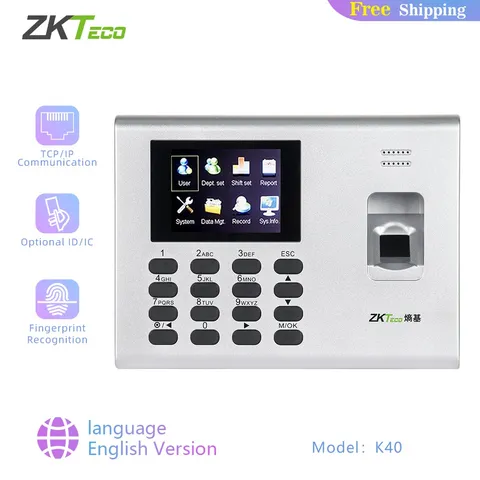 ZKTeco K40 USB Biometric Fingerprint Time Attendance System Built-in Battery