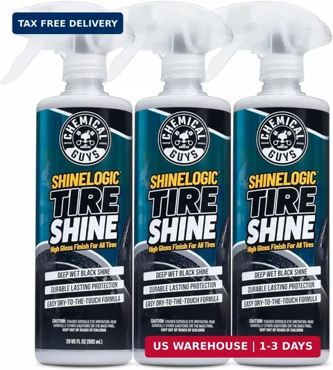 Chemical Guys ShineLogic Tire Shine 3-Pack, Deep Wet Black Shine, Safe for Cars,