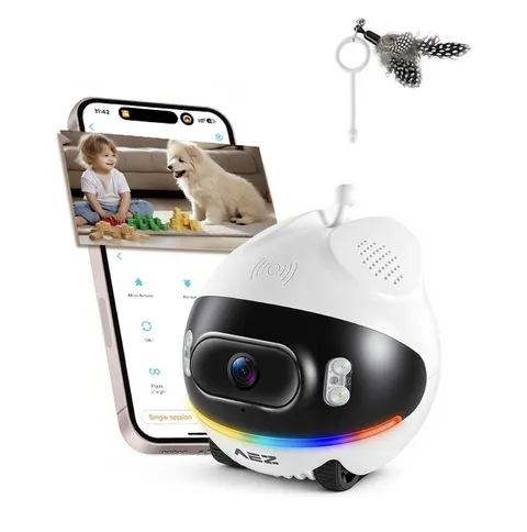 AEZ Robot Camera on Wheels 1080P Dual Lens,Indoor Movable Security Camera