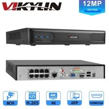 VIKYLIN 12MP 8CH POE NVR IP Network Video Recorder H.265+ Security Camera System