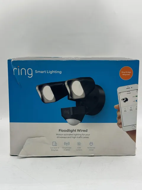 Ring Floodlight Cam Outdoor Wi-Fi Motion Detection 1080p Black Security Camera S