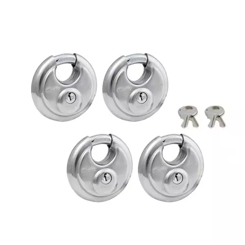 Contractor Pack: Outdoor Shrouded Heavy Duty Padlock with Key, 4 Pack