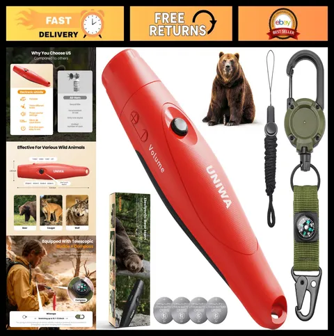 Loud 125dB Safety Alarm with Compass & Hook - Compact One-Button for Camping, Hi
