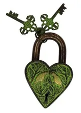Heart Shape Bird Engraved Lock Vintage Antique Style Handcrafted Brass Padlock
