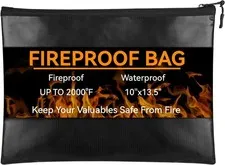 Fireproof Document Bag 10"x13.5", Waterproof Holder with Zipper for Passport,...