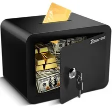 Mini Safe Box for Cash & Documents - Small Lock Box for Home, Dorm, Kids - 0.23