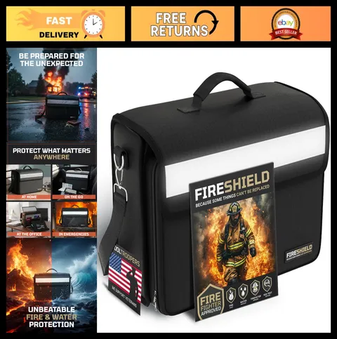 Fireproof Document Bag 5200°F - Water Resistant Briefcase with Organizer & Strap