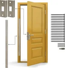Satin Nickel 3-Piece Door Armor Kit - Anti Kick-in Protection for Entry Security