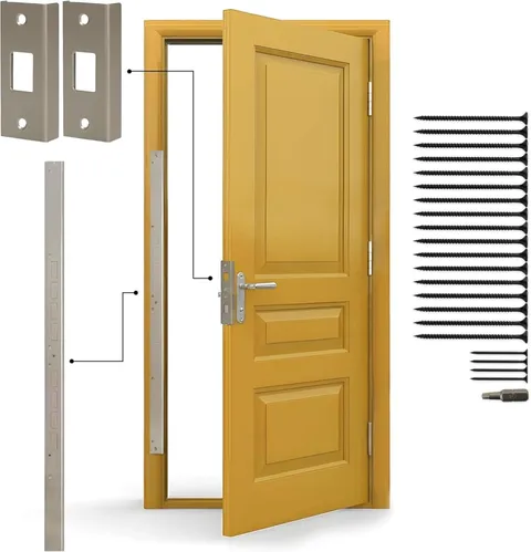 Satin Nickel 3-Piece Door Armor Kit - Anti Kick-in Protection for Entry Security