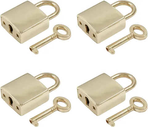 Mini Lock with Key, Small Luggage Lock, Little Padlock with Keys, Metal Gold