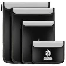 4 Pack Fireproof Document Bags, Waterproof Document Pouch Holder with Zipper,...