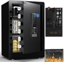 Biometric Fingerprint Safe Box with Fireproof Bag - Digital Touchpad Security