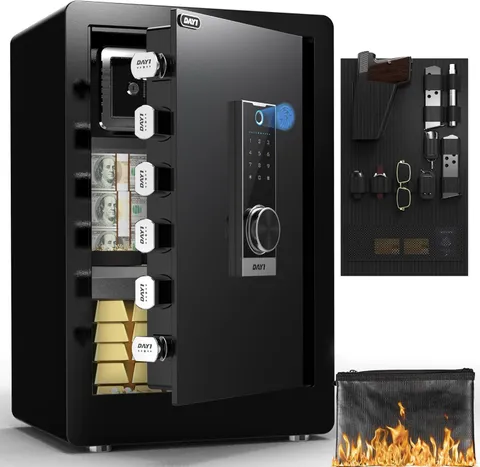 Biometric Fingerprint Safe Box with Fireproof Bag - Digital Touchpad Security