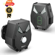 Solar Driveway Alarm Wireless Outside Weatherproof 1/2 Mile Long Range, Black