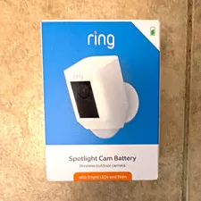 Ring Spotlight Cam Battery Wireless Wi-Fi 1080p Outdoor Siren Camera White