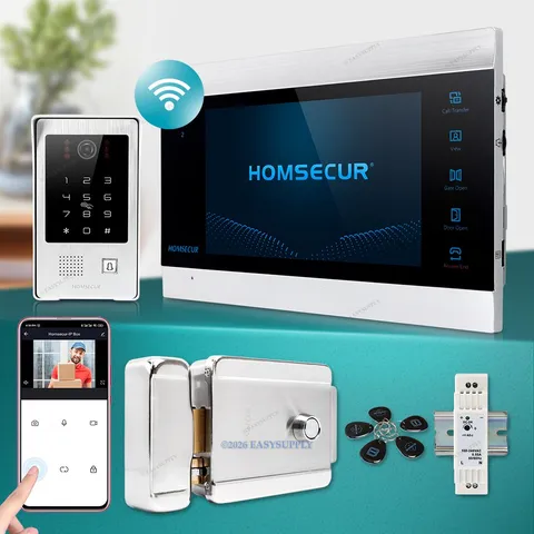 HOMSECUR Smart Video Doorbell Apartment Intercom System With HD Monitor And Lock