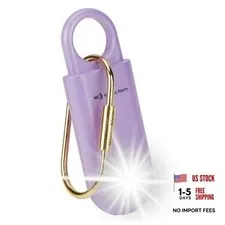130dB Personal Safety Alarm Ultra Bright Strobe Light Loud Purple Button cell