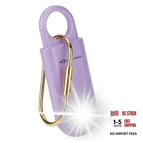 130dB Personal Safety Alarm Ultra Bright Strobe Light Loud Purple Button cell