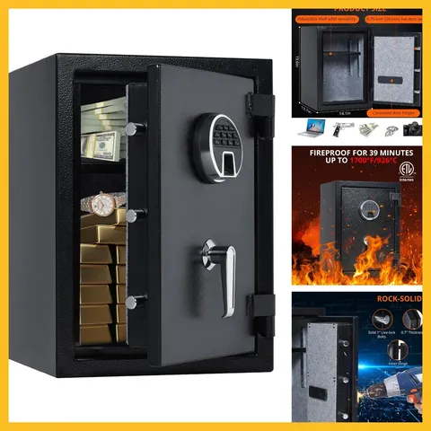 Garvee Fireproof Waterproof Safe Box, 2 Cubic Feet Extra Large Lock Box, Home Sa
