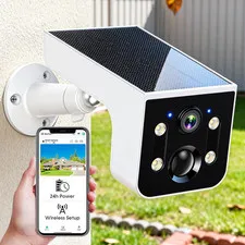 Security Camera Solar Outdoor 2K Night Vision: Wireless Wifi Camera with AI Moti