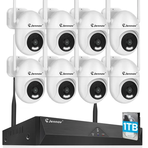 JENNOV Wireless 10CH NVR 5MP WIFI PTZ Security System Two Way Audio