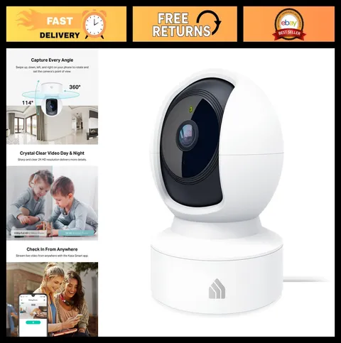 2K Indoor Pan/Tilt Security Camera - Baby Monitor, Pet Camera, Motion Detection,