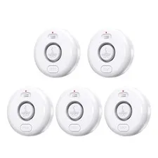 5 Pack Water Leak Alarm Detector, 120dB Loud Alert Water Sensor, IP66 Waterpr...