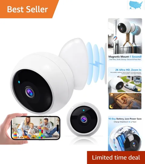 2K Wireless Security Camera with AI Motion Detection & Magnetic Mount Technology